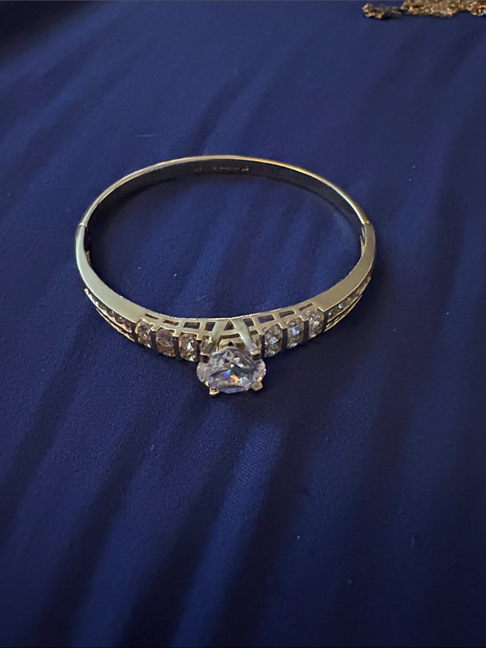 Gold - Tone Crystal Solitaire Bangle Bracelet - Clear